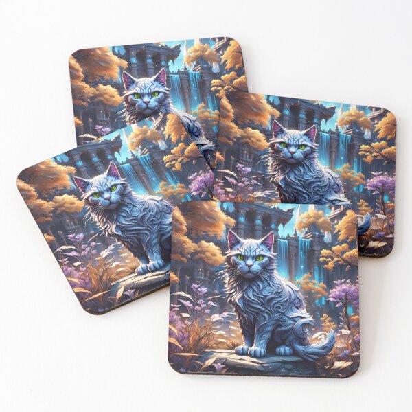 Item preview, A Wild Cat Near a Waterfall Building in Nature designed and sold by MoriFantasy.