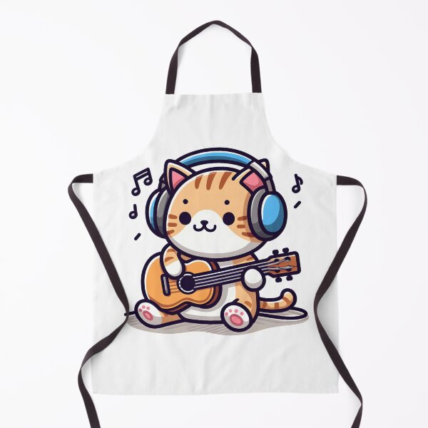 Item preview, Kawaii Cat With Headphones Playing Guitar designed and sold by CanvasCutie.