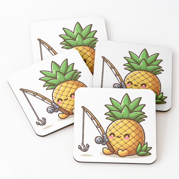 Item preview, Kawaii Pineapple With Fishing Rod Fishing designed and sold by CanvasCutie.
