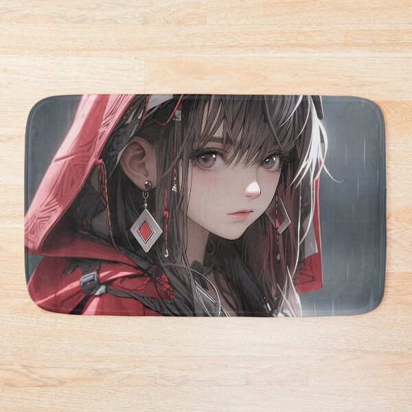 Item preview, Red Hooded Rain Soaked Anime Girl designed and sold by bubblegoth.