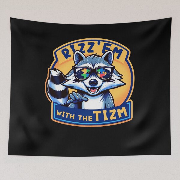 Item preview, Rizz Em With The Tism Raccoon Autism Awareness Raccoon Meme designed and sold by Chmielayka.