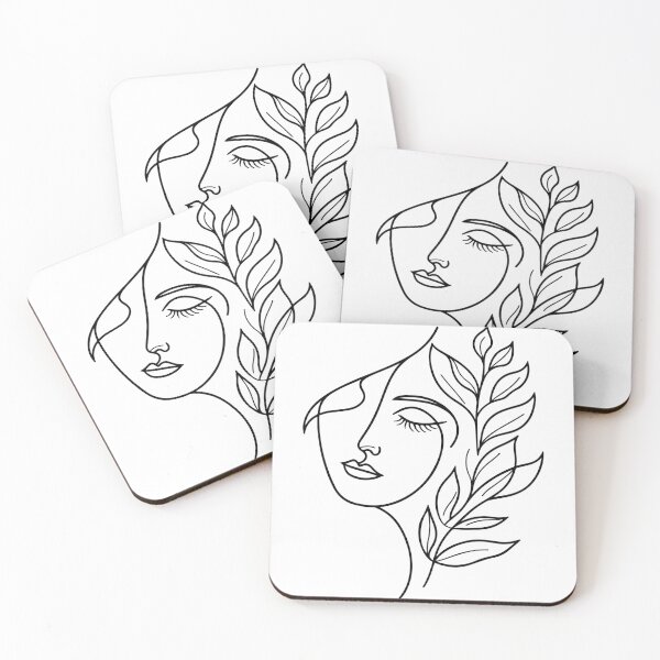 Item preview, Leafy Serenity: One Line Girl with Leaves designed and sold by Expressartzone.