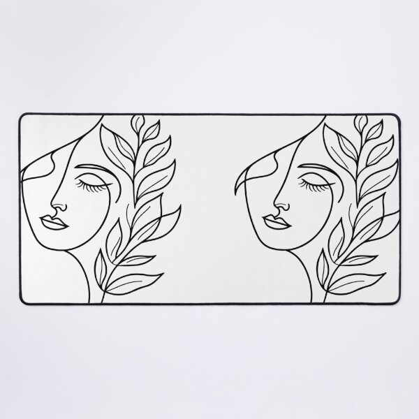 Item preview, Leafy Serenity: One Line Girl with Leaves designed and sold by Expressartzone.