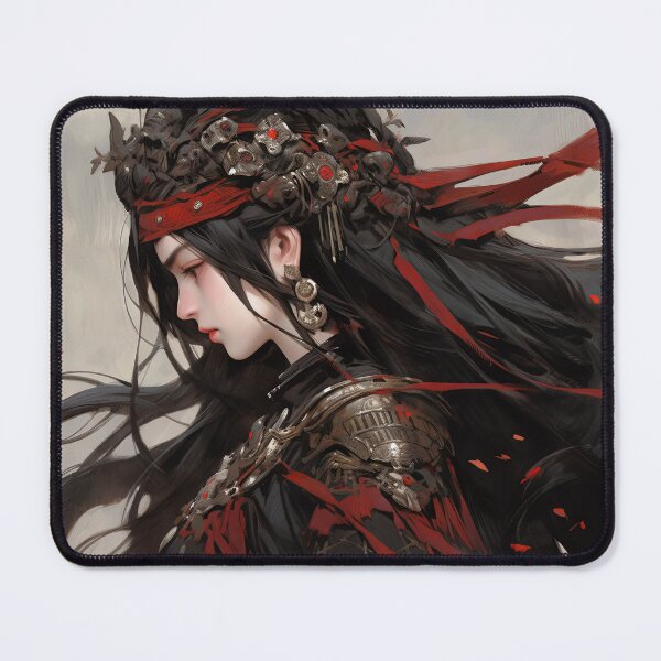 Item preview, Ancient Dark Red Warrior Queen Anime Girl designed and sold by bubblegoth.
