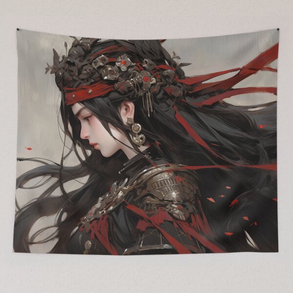 Item preview, Ancient Dark Red Warrior Queen Anime Girl designed and sold by bubblegoth.