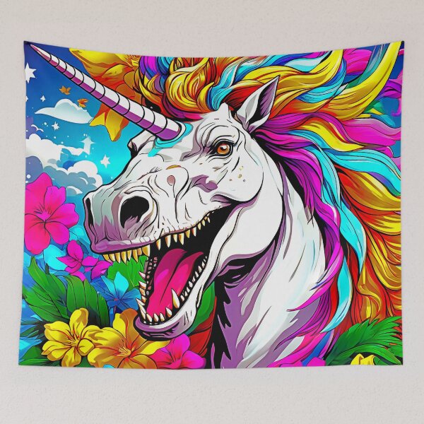 Item preview, Psychedelic T-Rex Unicorn - Dinosaur Horse Neon UV Light designed and sold by Lososko.