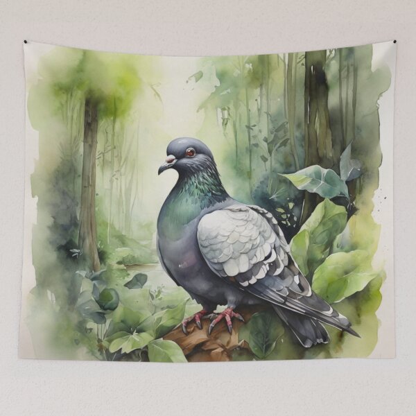 Item preview, Pigeon watercolor painting  designed and sold by shokA Design.