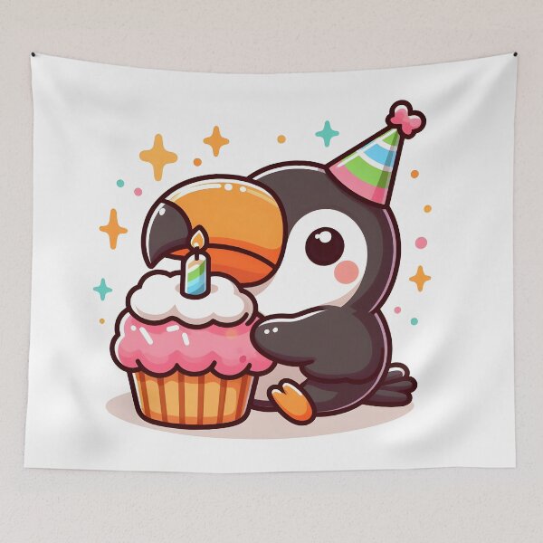 Item preview, Kawaii Toucan With Party Hat designed and sold by CanvasCutie.