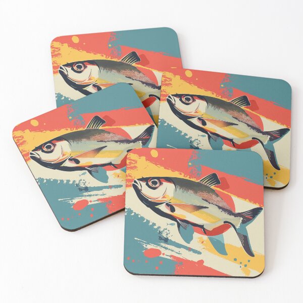 Item preview, Retro fish orange blue yellow designed and sold by Wildflow Creations.