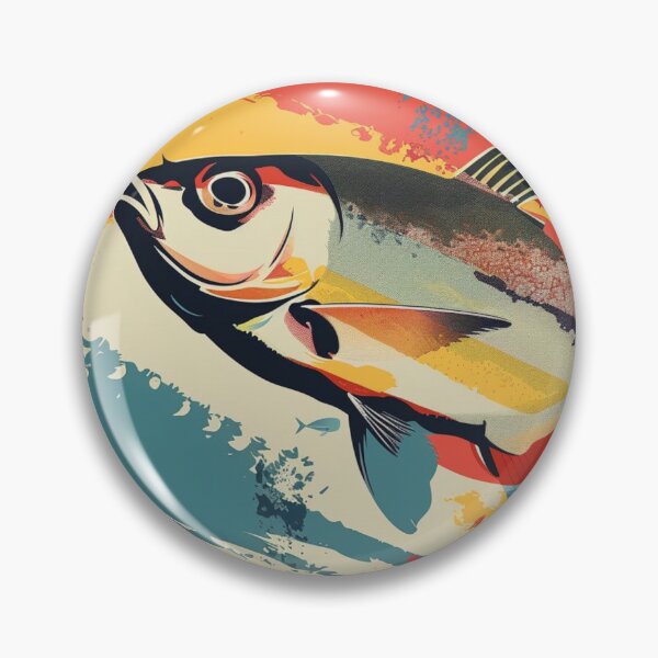 Item preview, Retro fish orange blue yellow designed and sold by Wildflow Creations.