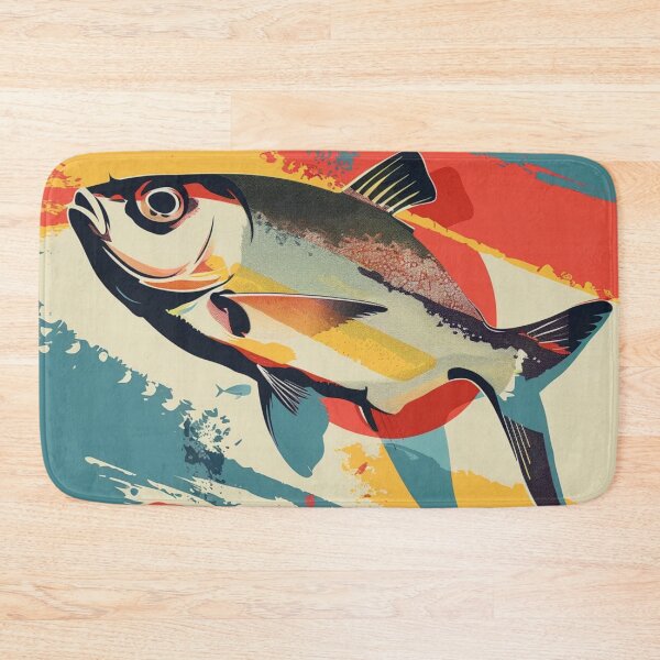 Item preview, Retro fish orange blue yellow designed and sold by Wildflow Creations.