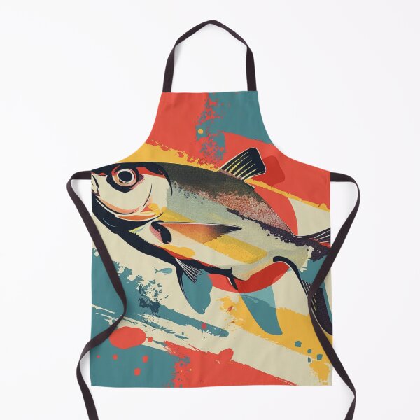 Item preview, Retro fish orange blue yellow designed and sold by Wildflow Creations.