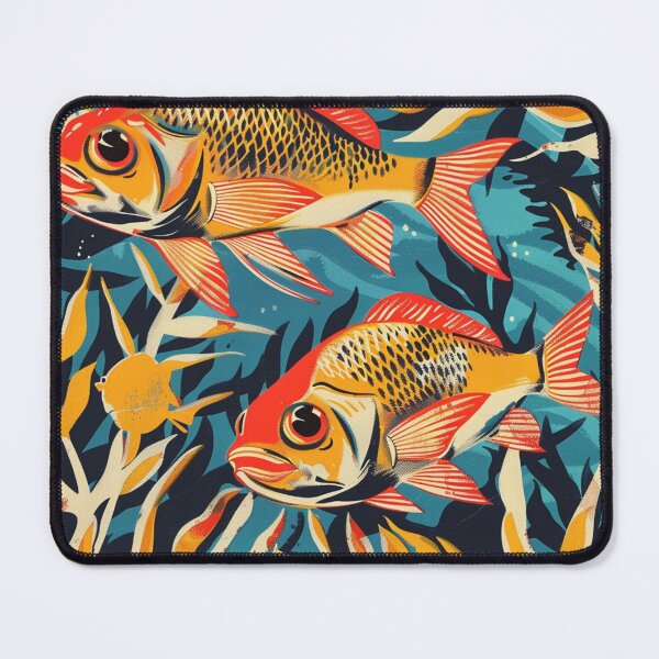 Item preview, Two fish retro blue yellow orange designed and sold by Wildflow Creations.