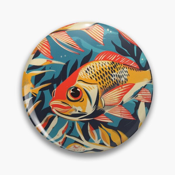 Item preview, Two fish retro blue yellow orange designed and sold by Wildflow Creations.