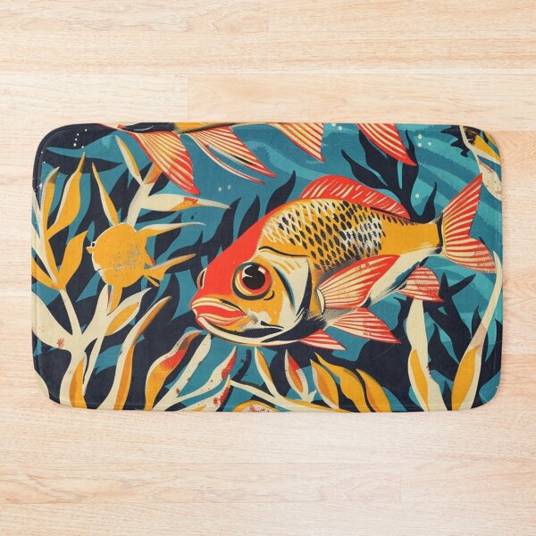 Item preview, Two fish retro blue yellow orange designed and sold by Wildflow Creations.