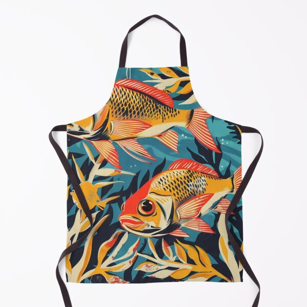 Item preview, Two fish retro blue yellow orange designed and sold by Wildflow Creations.