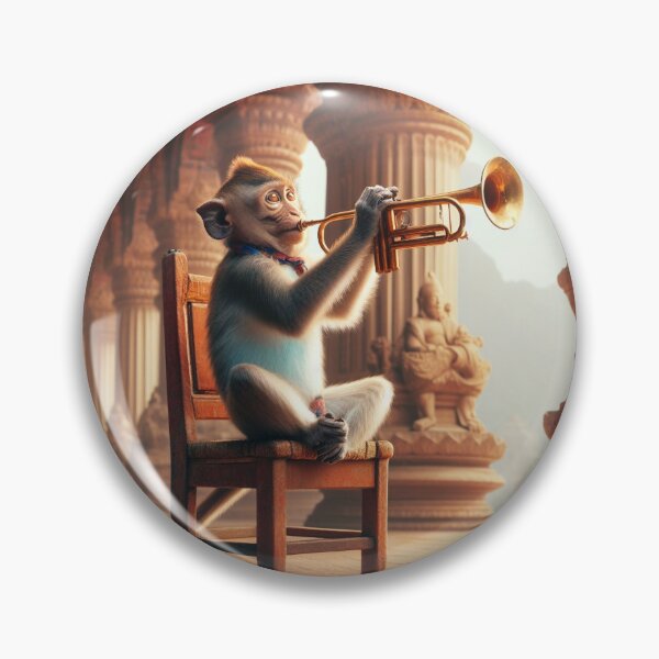 Item preview, Monkey that sings the trompet,sittind on the chair,in a temple designed and sold by Marici8.
