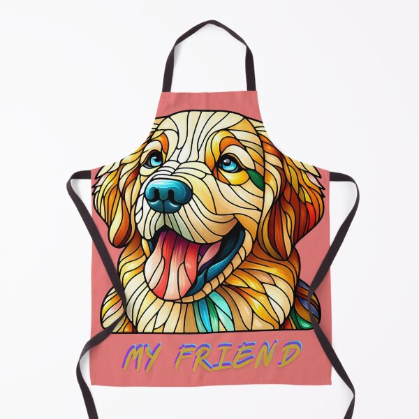 Item preview, Stained glass art and golden dog face. designed and sold by moteelec.