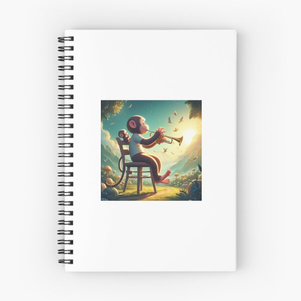 Item preview, A monkey with a baby plays the trumpet on a chair in the mountains designed and sold by Marici8.