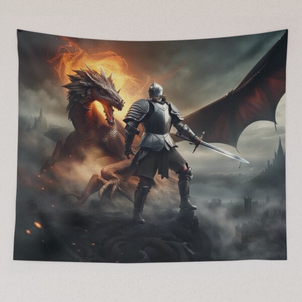 Item preview, Knight and His Fire Dragon designed and sold by Itsapizzart.