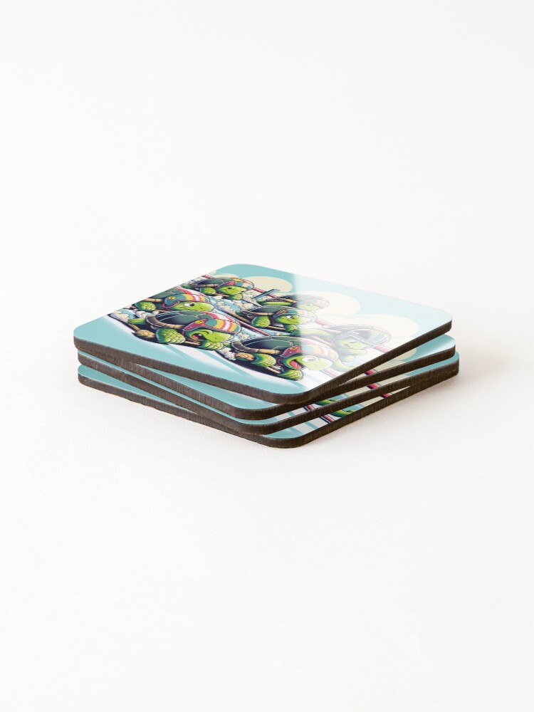 Thumbnail 4 of 5, Coasters (Set of 4), Turtle Racers' Starting Line designed and sold by beeloveq.