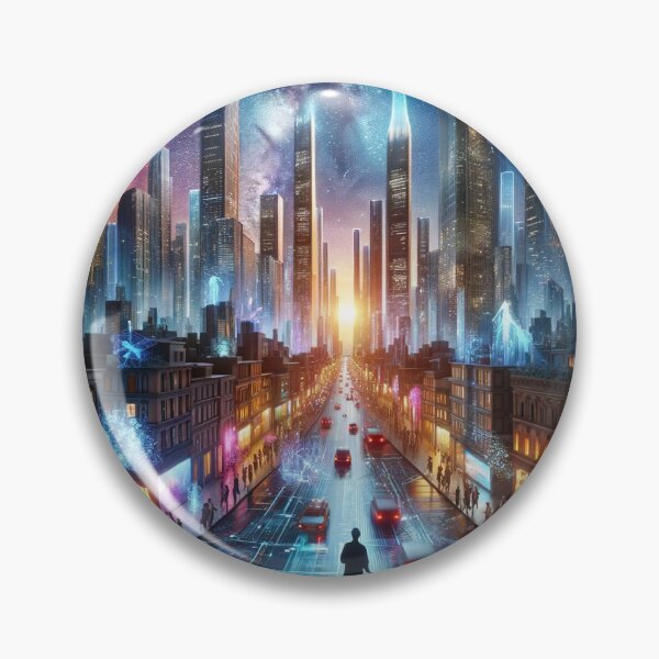 Artikelvorschau, Abenddämmerung in der digitalen Metropole entworfen und verkauft von VirtuArtVisions.