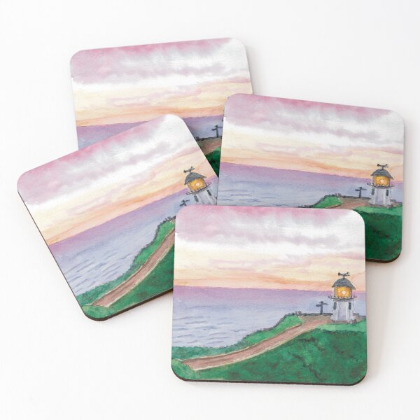 Item preview, Twilight at Cape Reinga Lighthouse, New Zealand. Original watercolour designed and sold by Liz Loasby.