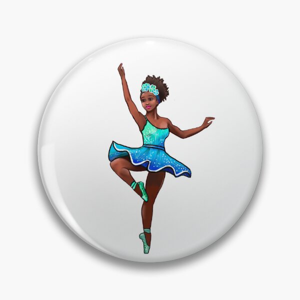 Item preview, Ballet dance dancer in blue green aqua tutu and pointe shoes cute dancing African American ballerina designed and sold by Artonmytee.