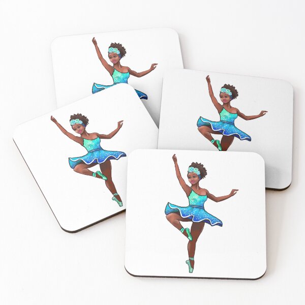Item preview, Ballet dance dancer in blue green aqua tutu and pointe shoes cute dancing African American ballerina designed and sold by Artonmytee.