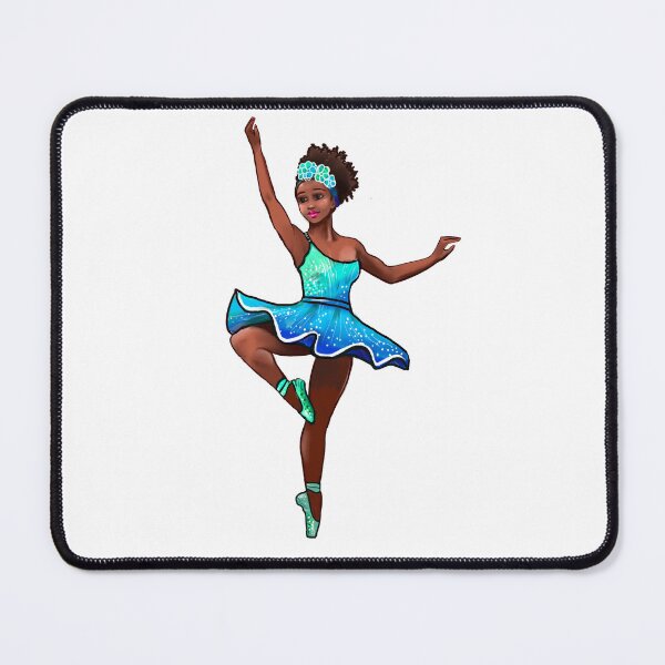 Item preview, Ballet dance dancer in blue green aqua tutu and pointe shoes cute dancing African American ballerina designed and sold by Artonmytee.