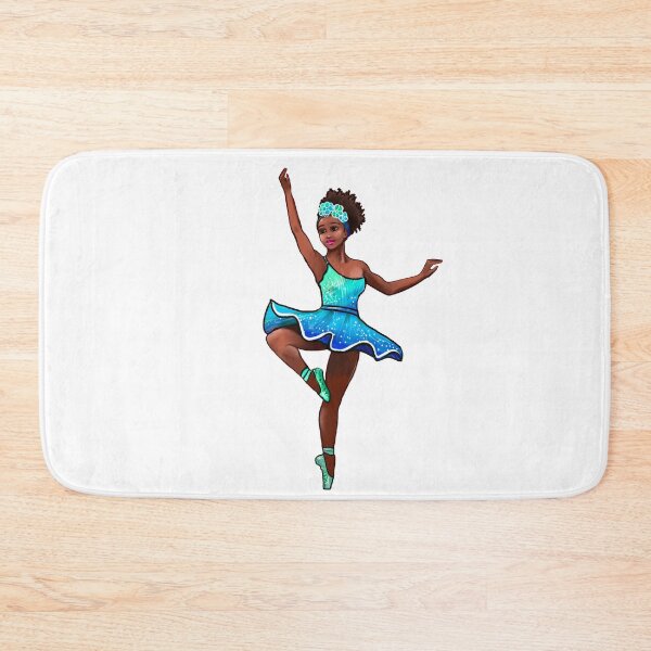 Item preview, Ballet dance dancer in blue green aqua tutu and pointe shoes cute dancing African American ballerina designed and sold by Artonmytee.