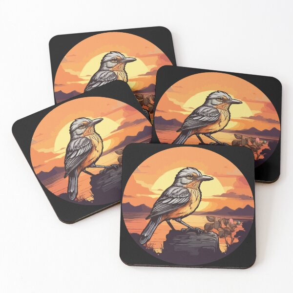 Item preview, Vintage Retro Sunset Mockingbird Wild Bird Nerd Enthusiast Illustration Design designed and sold by Imma4art ⭐⭐⭐⭐⭐.
