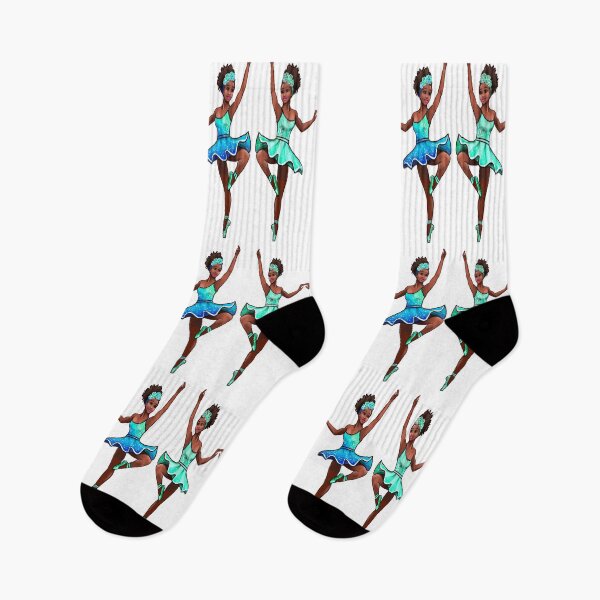 Item preview, Ballet dance dancers in blue tutu and pointe shoes cute dancing African American ballerina designed and sold by Artonmytee.