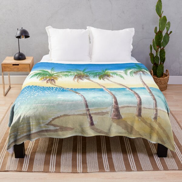 Item preview, Sandy Beach Seascape Scene Watercolor in the Caribbean  designed and sold by artshop77.
