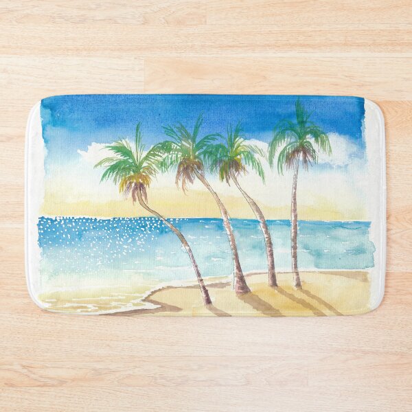 Item preview, Sandy Beach Seascape Scene Watercolor in the Caribbean  designed and sold by artshop77.