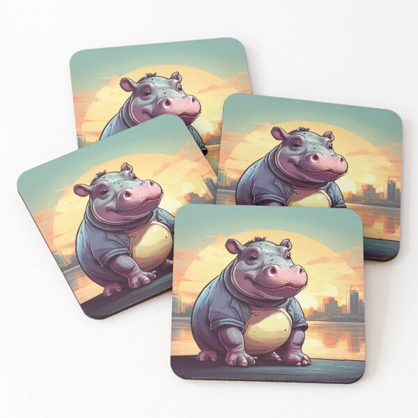 Item preview, Hippo Sunset Cityscape designed and sold by NeatThingLover.