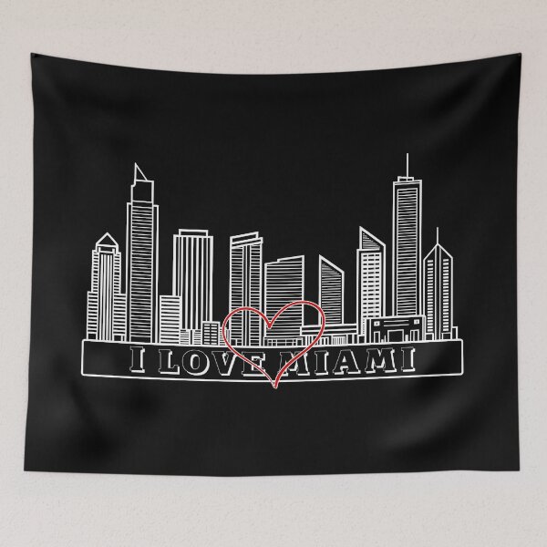 Item preview, Miami Skyline with Red Heart and I Love Miami designed and sold by patriotwardrobe.