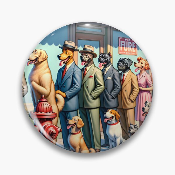 Item preview, Dogs Waiting in line to Use a Fire Hydrant designed and sold by ArtsyWishesShop.