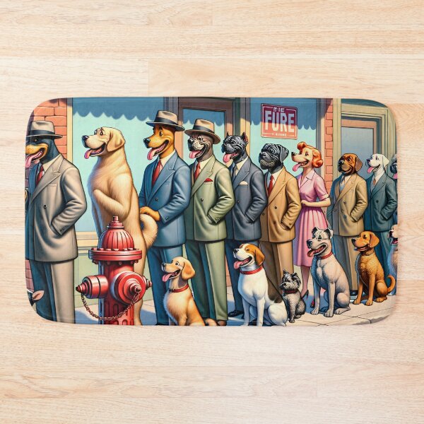 Item preview, Dogs Waiting in line to Use a Fire Hydrant designed and sold by ArtsyWishesShop.