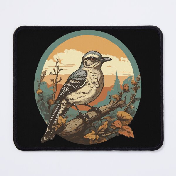 Item preview, Vintage Retro Sunset Mockingbird Wild Bird Nerd Enthusiast Illustration Design designed and sold by Imma4art ⭐⭐⭐⭐⭐.