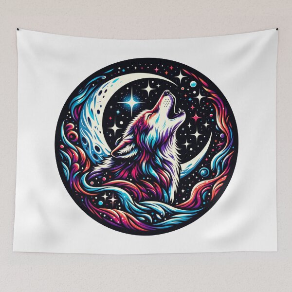 Item preview, Cosmic Wolf Howling at a Crescent Moon designed and sold by Philip-p22.