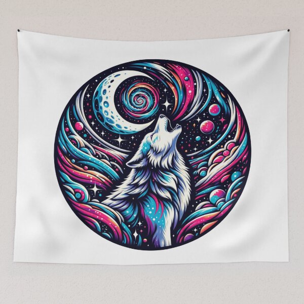 Item preview, Cosmic Wolf Howling at a Crescent Moon designed and sold by Philip-p22.