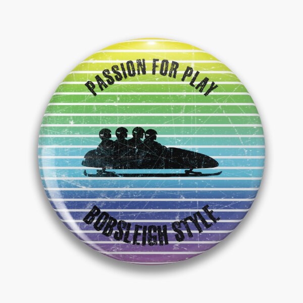 Item preview, Black silhouettes of four men in bobsleigh against the background of rainbow stripes designed and sold by HarridanCreates.