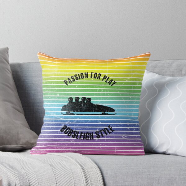 Item preview, Black silhouettes of four men in bobsleigh against the background of rainbow stripes designed and sold by HarridanCreates.