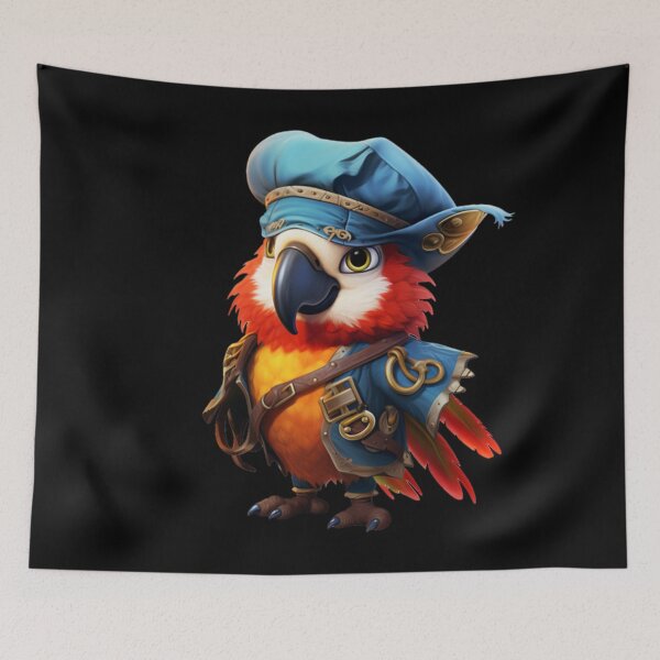 Item preview, Kawaii Red Parrot Pirate designed and sold by KawaiiArtStyle.