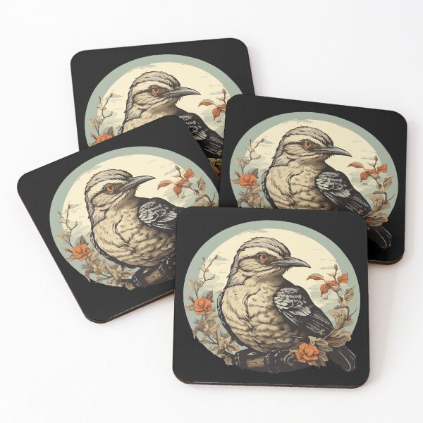 Item preview, Vintage Retro Sunset Mockingbird Wild Bird Nerd Enthusiast Illustration Design designed and sold by Imma4art ⭐⭐⭐⭐⭐.