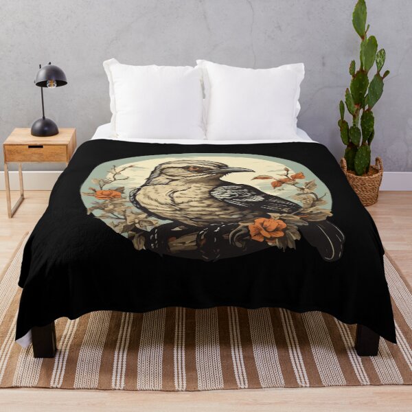 Item preview, Vintage Retro Sunset Mockingbird Wild Bird Nerd Enthusiast Illustration Design designed and sold by Imma4art ⭐⭐⭐⭐⭐.