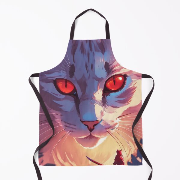 Aperçu de l'œuvre Catana Le chat samouraï aux yeux rouges et à l'épée rouge créée et vendue par Catana lover.