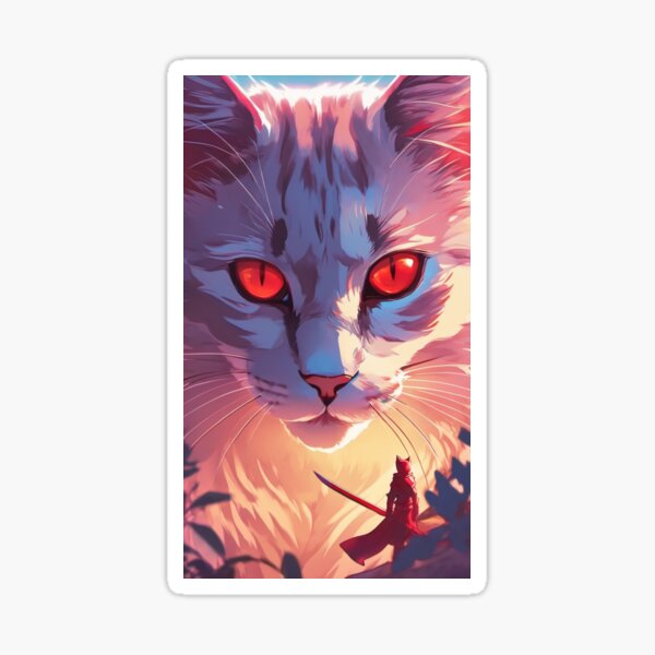 Item preview, Catana The Samurai Cat with red eyes and red sword designed and sold by Catana lover.
