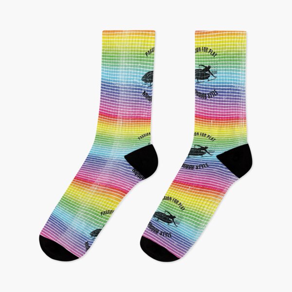 Item preview, Black silhouette of an athlete practicing monobob against the background of rainbow stripes designed and sold by HarridanCreates.